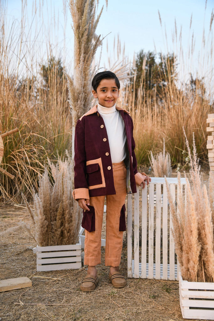Rose Butter Bomb is an Organic Cotton Canvas Fabric Baggy Field Jacket with Trousers For Boys.