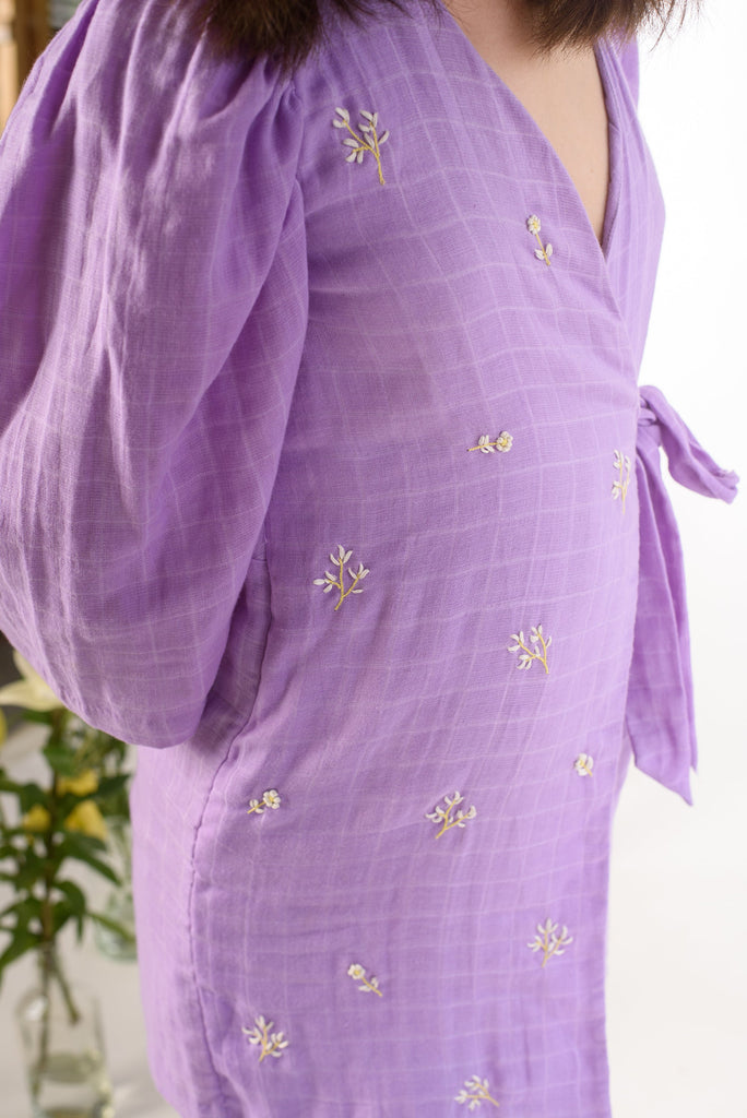 Lilac Jardin is a Check Organic Cotton Jumpsuit For Girls.