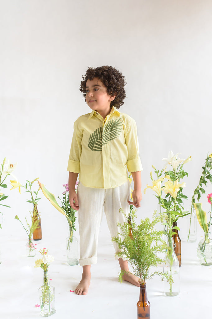 Verdure Belle is a Thread Embroidered Organic Cotton Shirt For Boys.