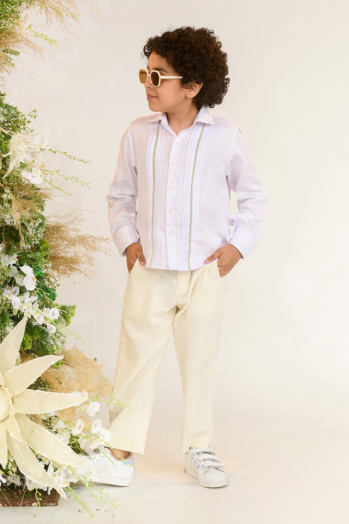 Mint Blue Corduroy Baggy Pants For Boys Design by Little Luxury at Pernias  Pop Up Shop 2023
