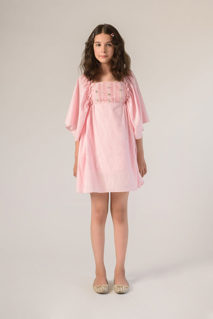 Bursting Meadows is a Hand Embroidered Organic Cotton Dress for Girls.