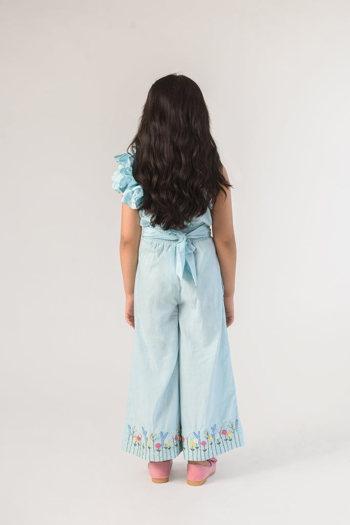 Sward Lush is a Thread Embroidered Organic Cotton Jumpsuit For Girls.