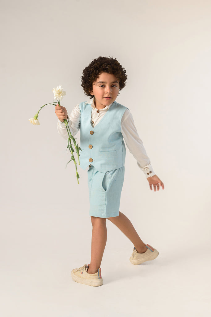 Bluery Snipper is a Light Shade Blue Color Organic Cotton Waistcoat for Boys.