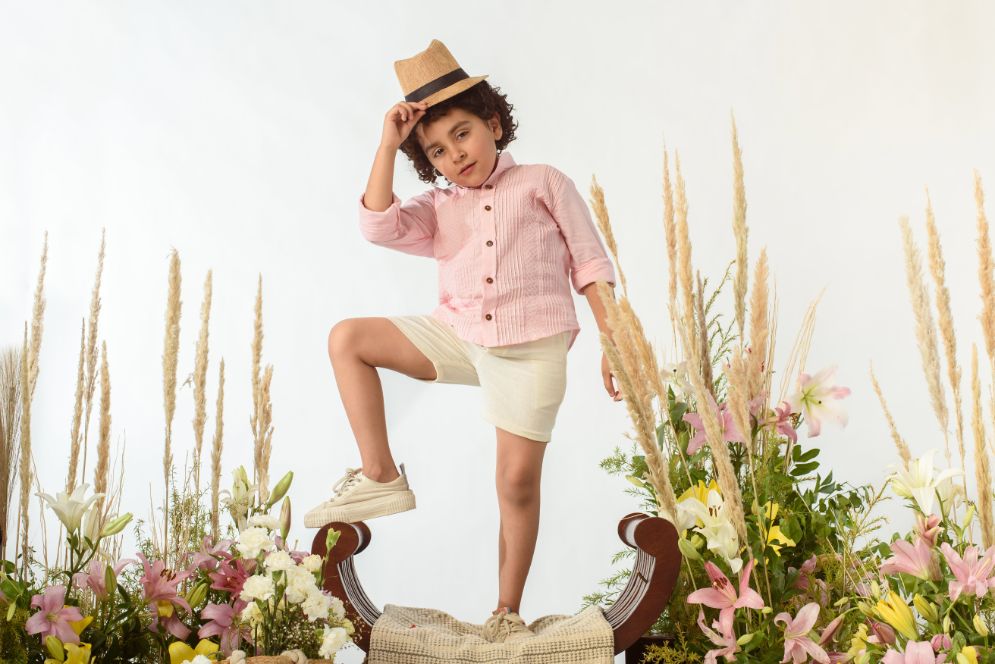 Accordion Sublime is an Informal Pink Colour Organic Cotton Shirt for Boys.