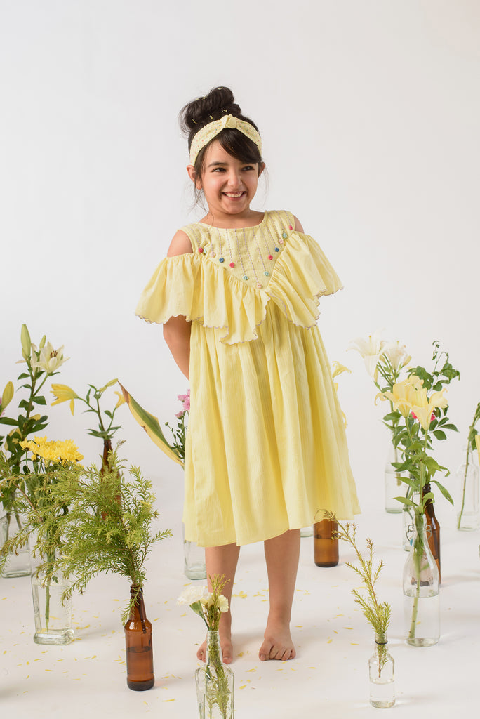 Vistas of Sylvan is a Floral Embroidered Organic Cotton Dress For Girls.