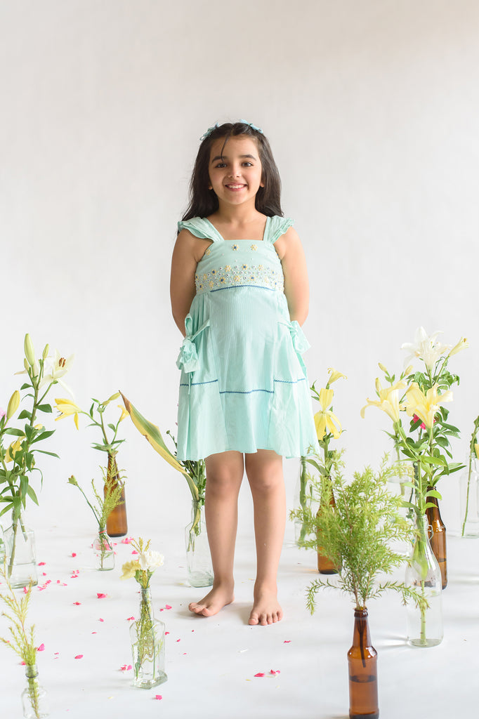 Bombora Bind is a Embroidered Organic Cotton Dress For Girls.