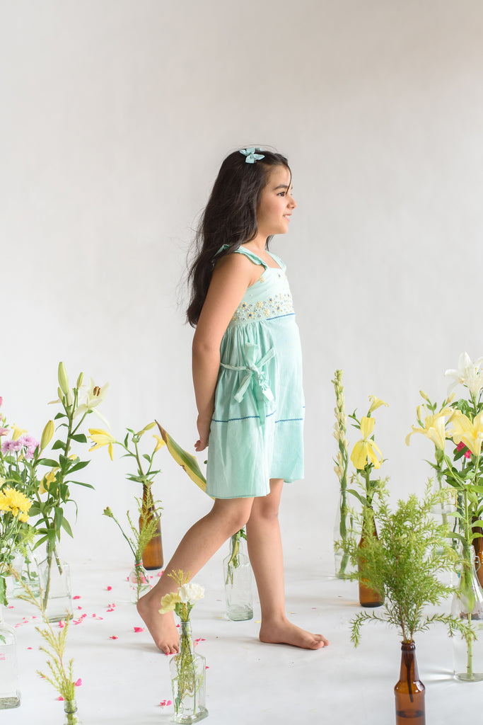 Bombora Bind is a Embroidered Organic Cotton Dress For Girls.