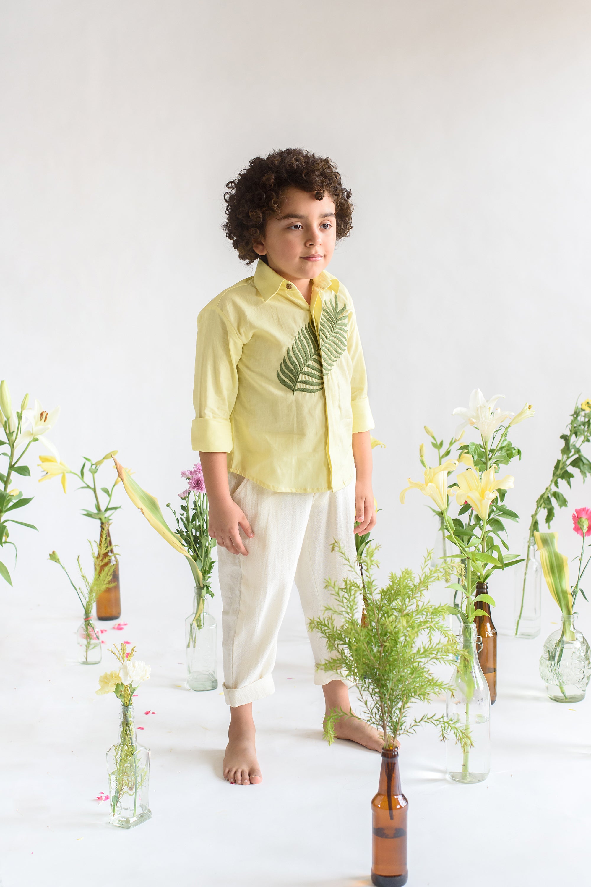 Verdure Belle is a Thread Embroidered Organic Cotton Shirt For Boys.