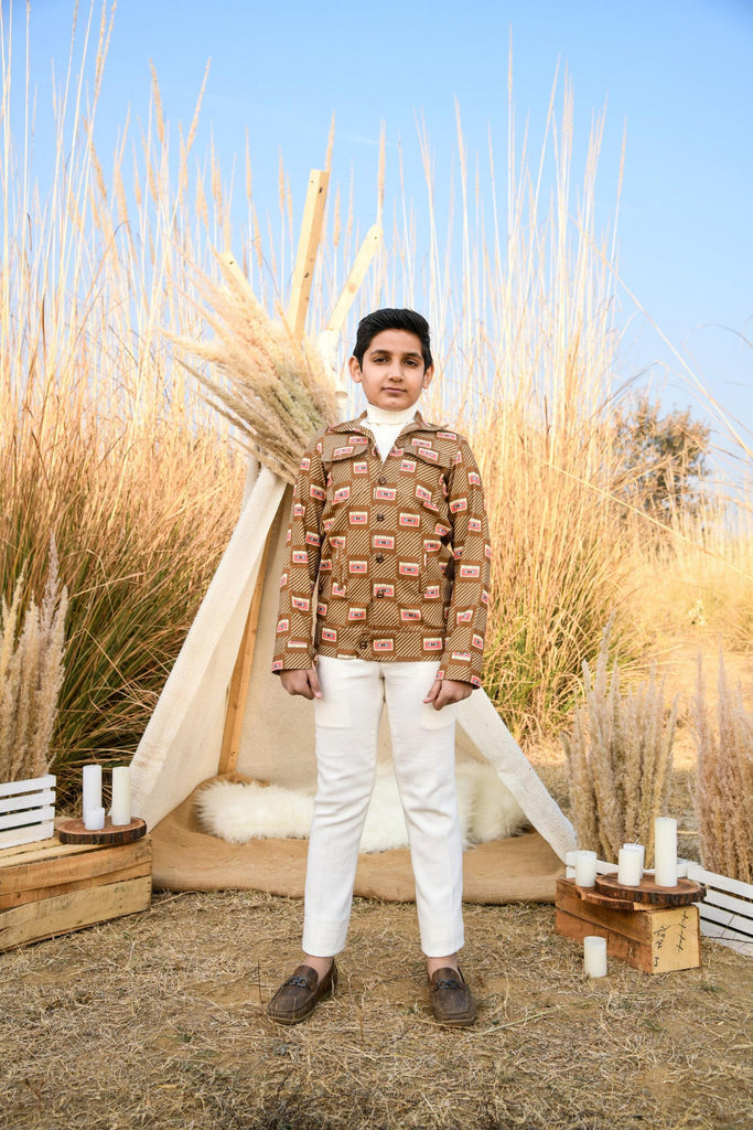 Tape-Recorded is an Organic Cotton Canvas Fabric Worker Jacket For Boys.