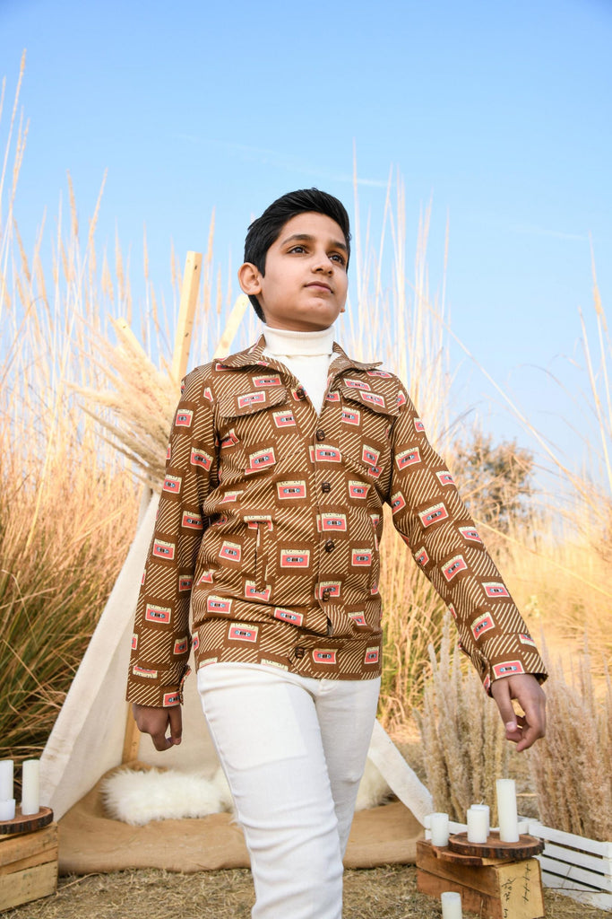 Tape-Recorded is an Organic Cotton Canvas Fabric Worker Jacket For Boys.