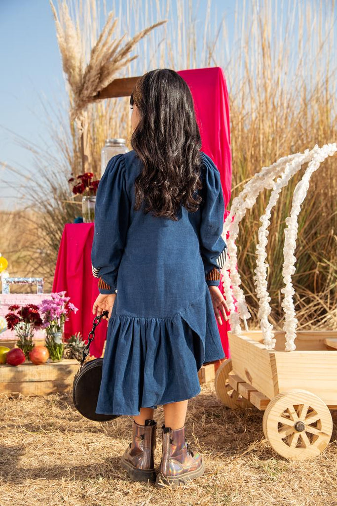 Angel Energy is a Blue Opal Knee Length Organic Corduroy Dress for Girls.