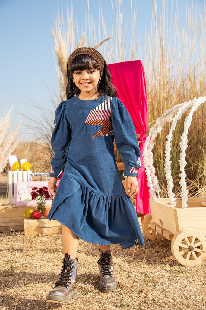 Angel Energy is a Blue Opal Knee Length Organic Corduroy Dress for Girls.