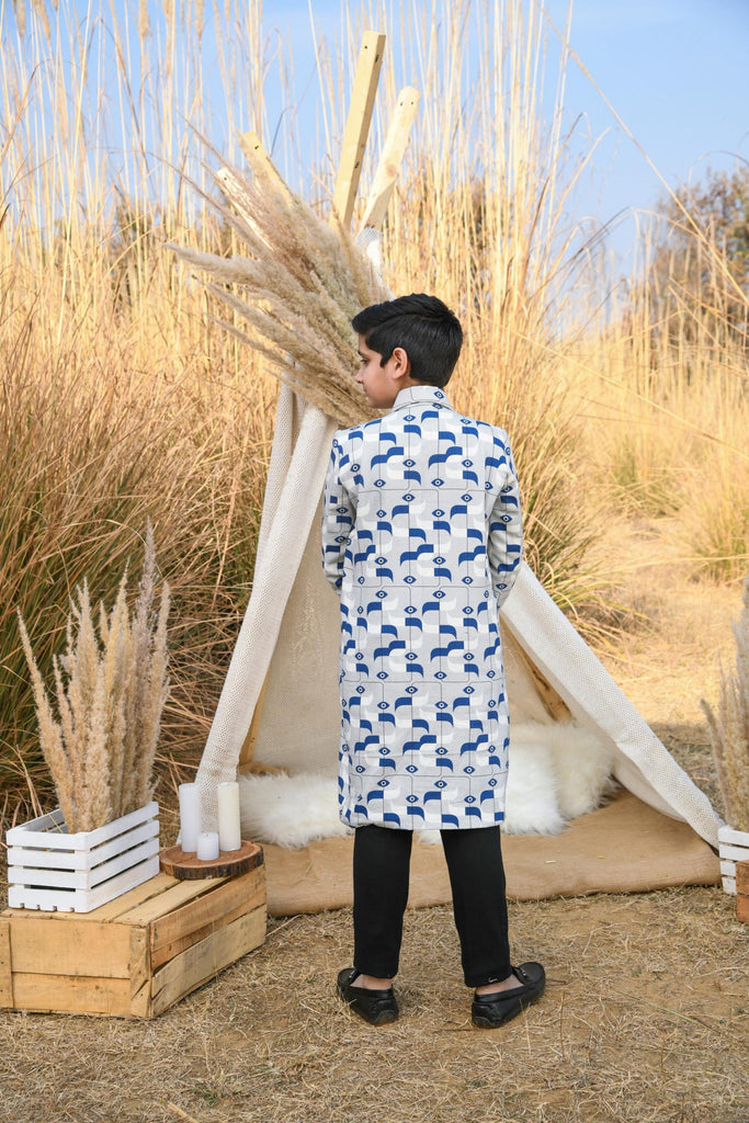 Tesselated Chink is an Organic Cotton Canvas Trench Coat For Boys.