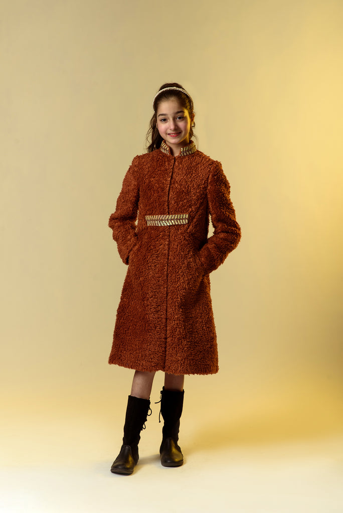 A DAY IN THE WOODS is a Full Sleeves Organic Sherpa Coat for Girls.