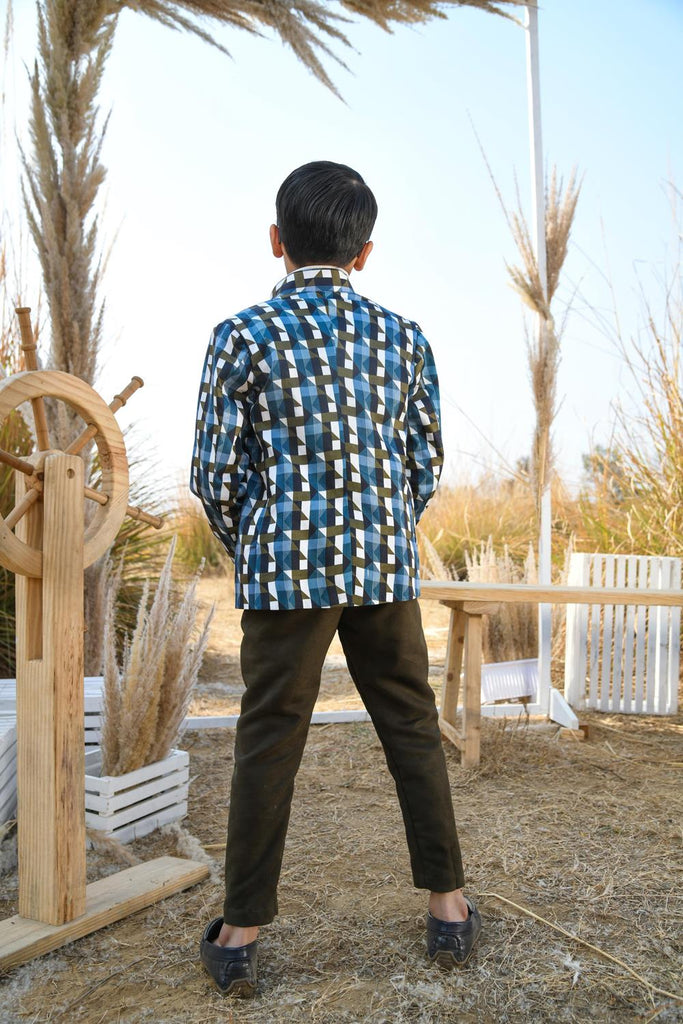 Morsel League is a Printed Lotus Fabric Blazer For Boys.