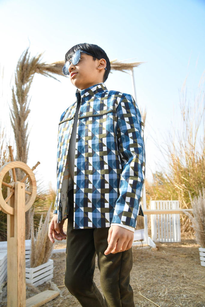 Morsel League is a Printed Lotus Fabric Blazer For Boys.