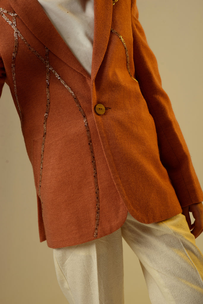 Chacco Kid Everyday is a Brown color Blazer Made of Organic Wool for Boys.