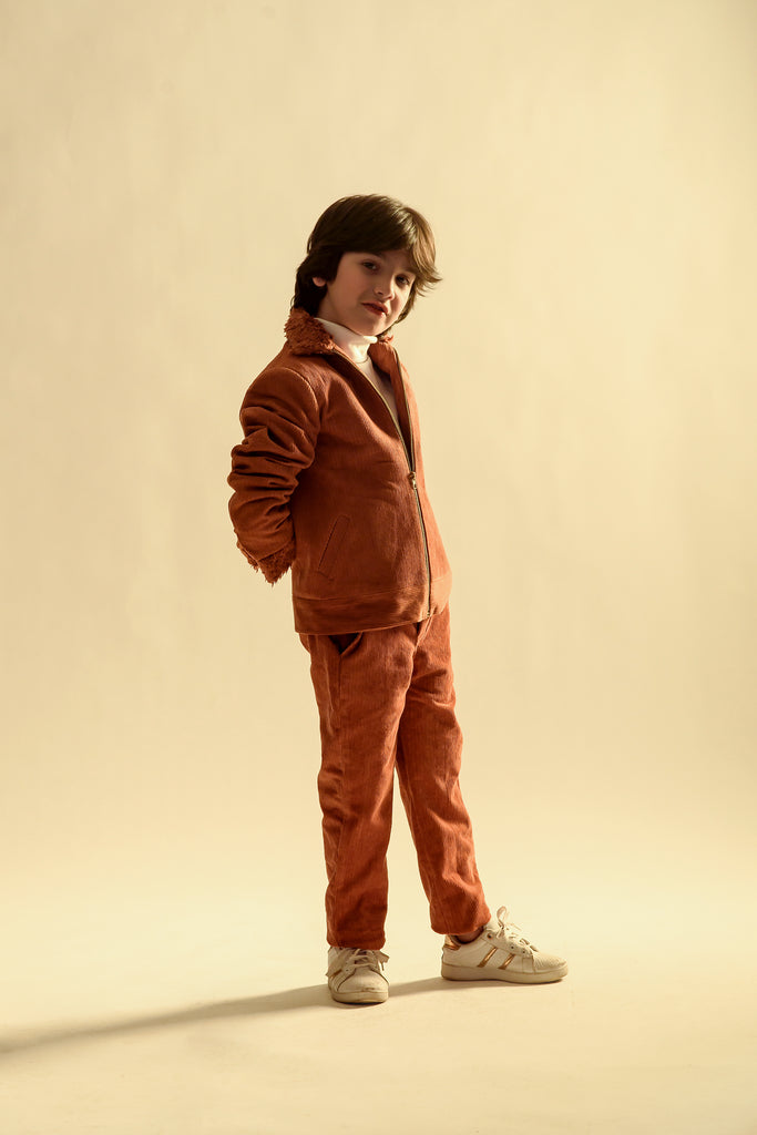 Woodland Blaze is an Organic Corduroy Jacket and Trouser Set For Boys.