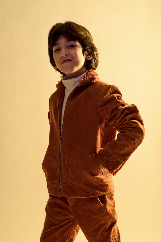 Woodland Blaze is an Organic Corduroy Jacket and Trouser Set For Boys.