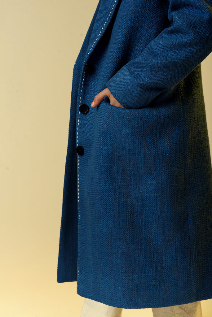 Piercing Blue is a Cotton Slub Long Coat For Boys.