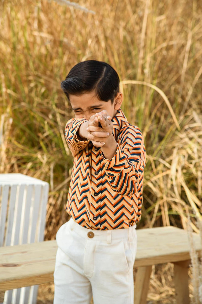 Tack Trail is a Versatile Regular Fit Organic Cotton Fabric Shirt For Boys.