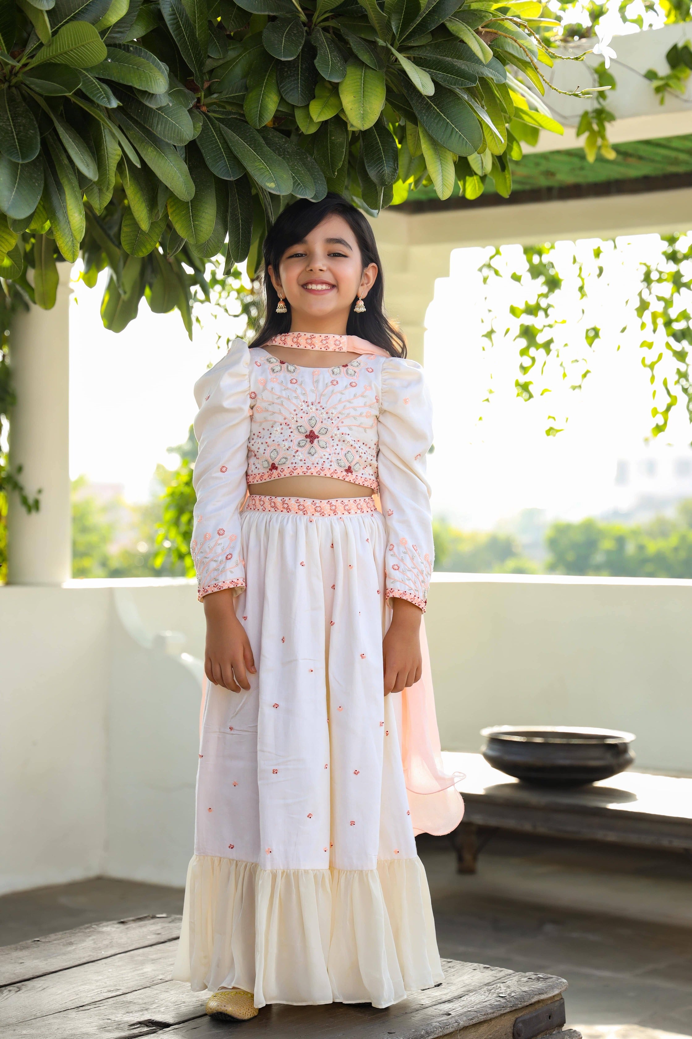 Hera is an Organic Vegan Silk Sharara Set For Girls with Dupatta.