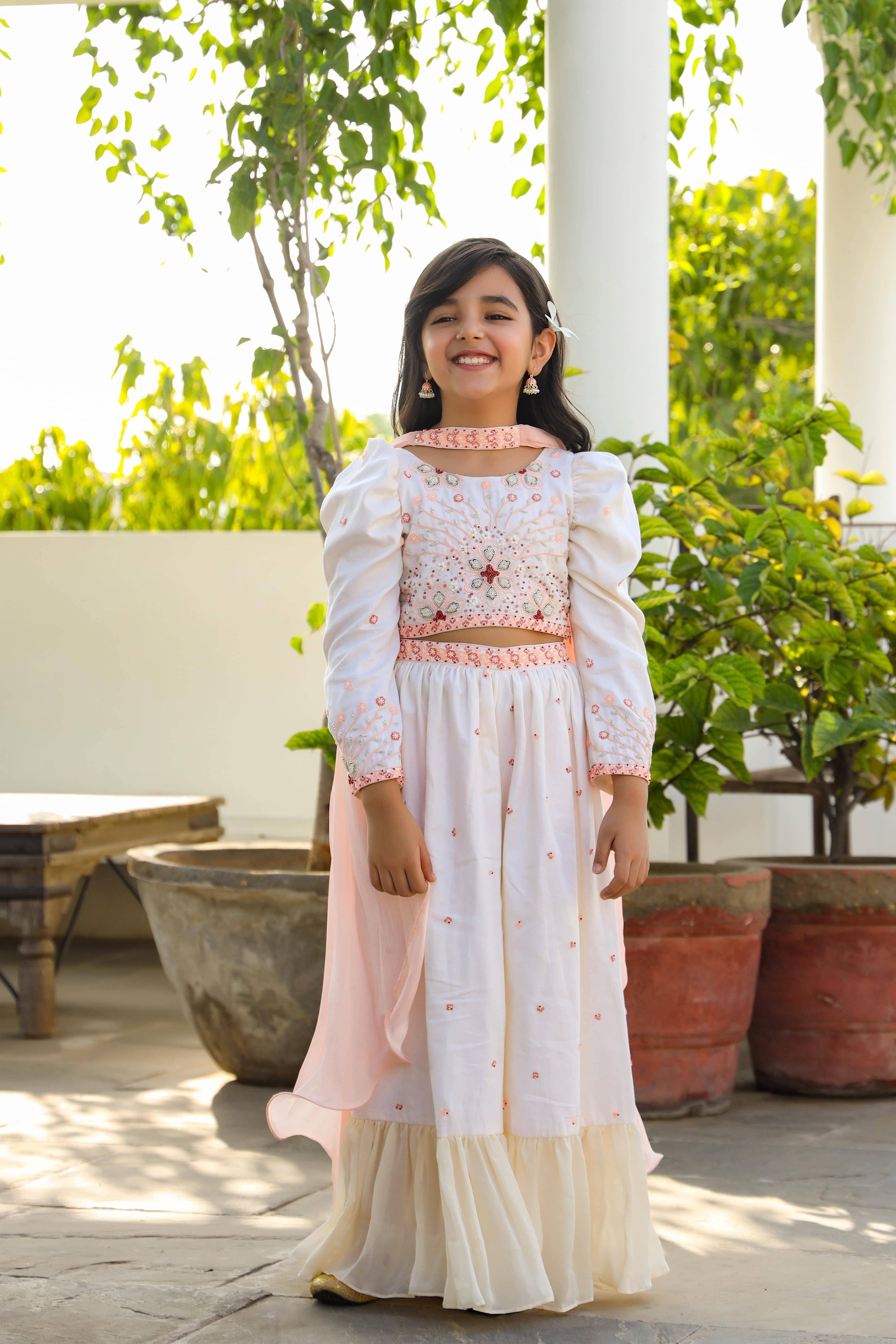 Hera is an Organic Vegan Silk Sharara Set For Girls with Dupatta.