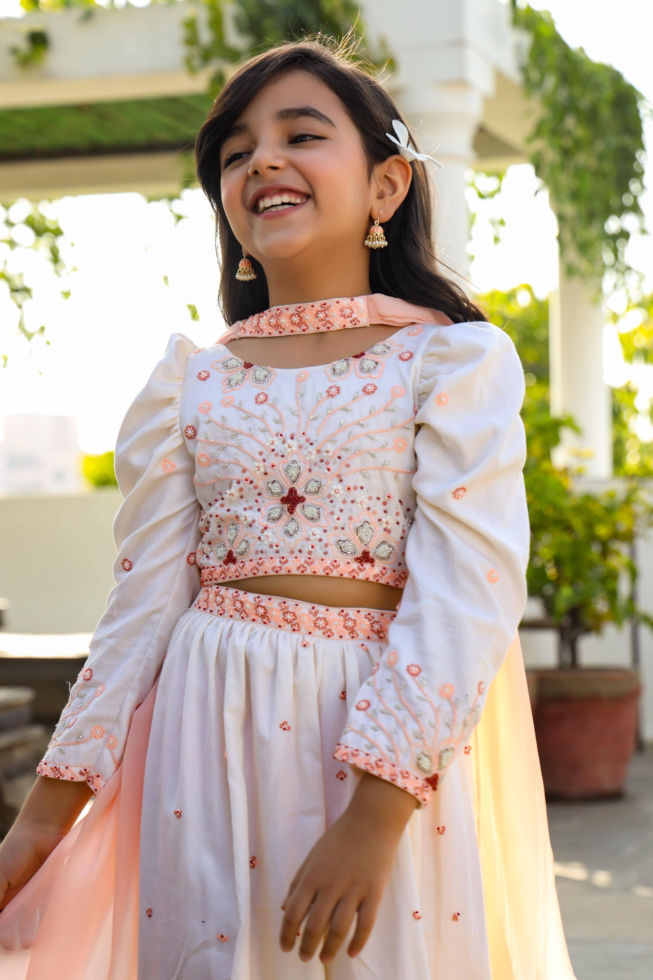 Hera is an Organic Vegan Silk Sharara Set For Girls with Dupatta.