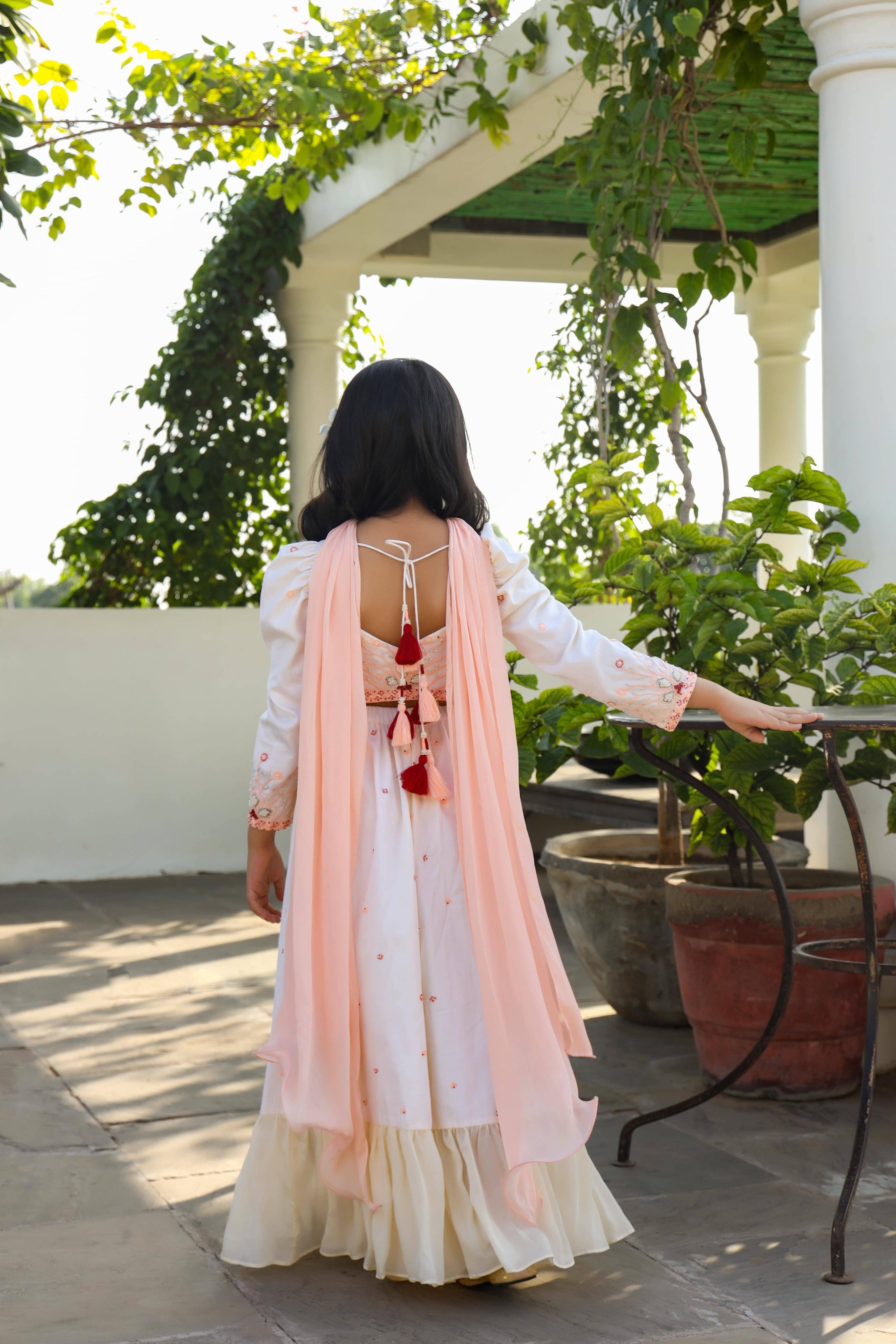 Hera is an Organic Vegan Silk Sharara Set For Girls with Dupatta.