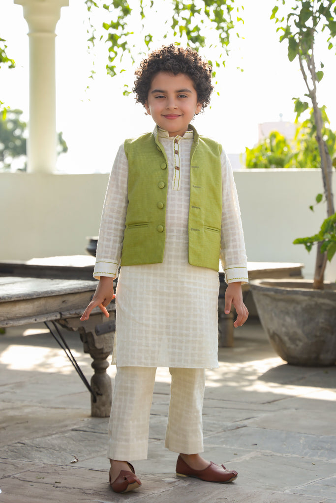 Inara is a Kota Doriya Fabric Nehru Jacket For Boys.